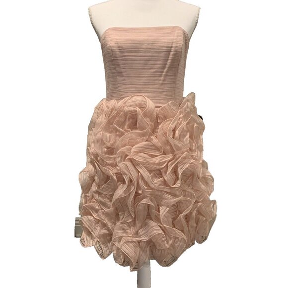HALSTON HERITAGE Strapless Ruffle Dress Size 6 Pink NWT $595 - Picture 3 of 11